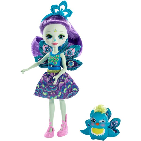 Enchantimals Peacock Patter Puppe mit Tier im Pfauenmotiv – Puppenset 15 cm