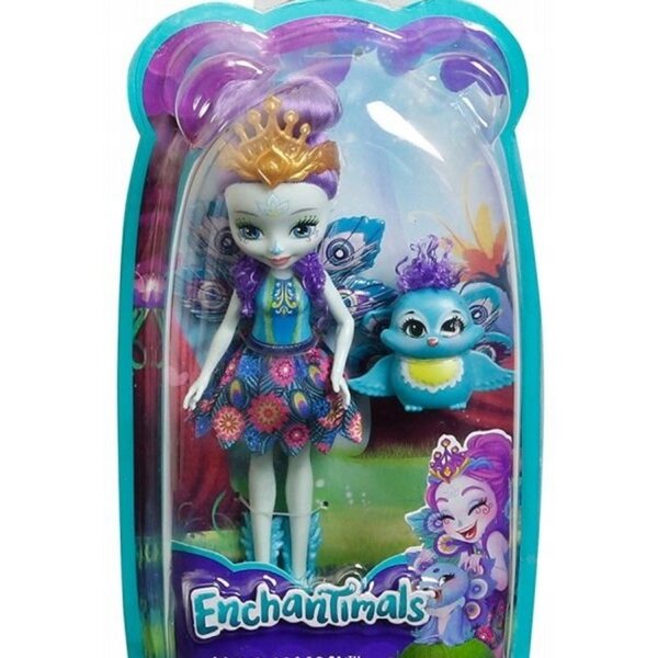 Enchantimals Peacock Patter Puppe mit Tier im Pfauenmotiv – Puppenset 15 cm