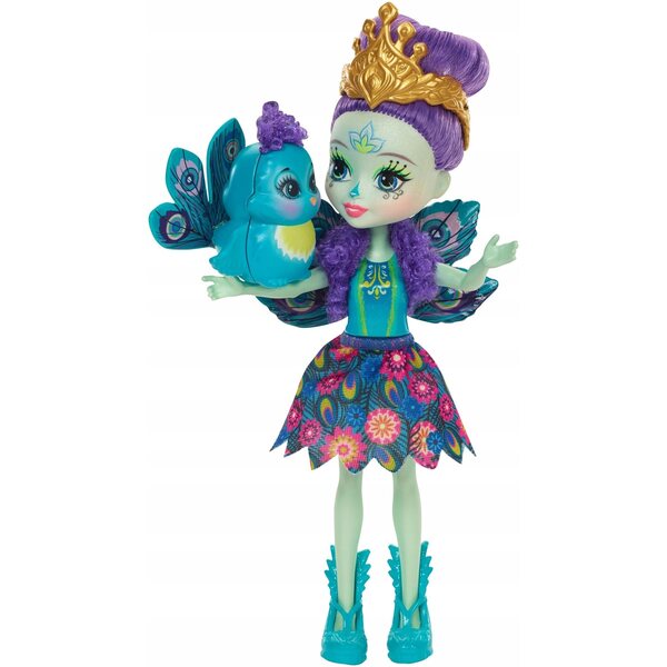 Enchantimals Peacock Patter Puppe mit Tier im Pfauenmotiv – Puppenset 15 cm