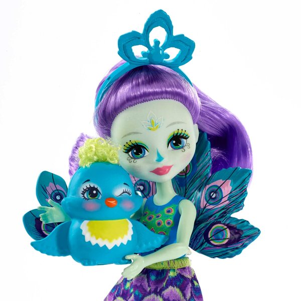 Enchantimals Peacock Patter Puppe mit Tier im Pfauenmotiv – Puppenset 15 cm