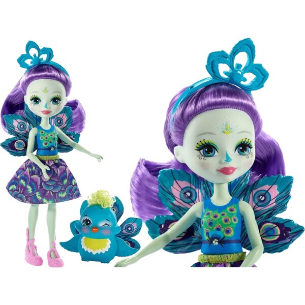 Enchantimals Peacock Patter Puppe mit Tier im Pfauenmotiv – Puppenset 15 cm