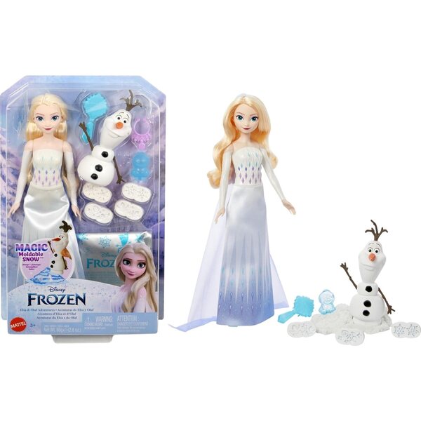 Mattel Elsa und Olaf Kraina Lodu Set mit Stempeln und Modelliersand 33 cm