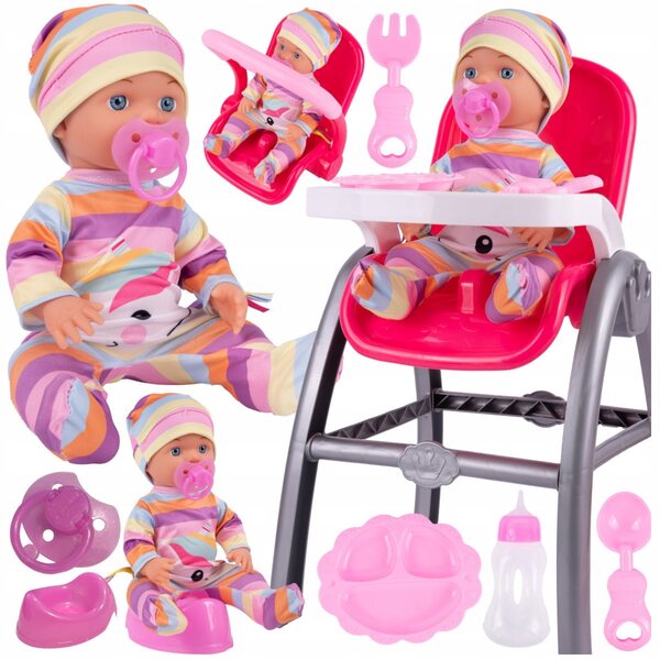Rosa MalPlay-Puppe mit Hochstuhl und Zubehör