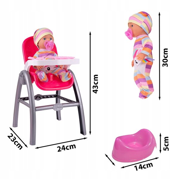 Rosa MalPlay-Puppe mit Hochstuhl und Zubehör