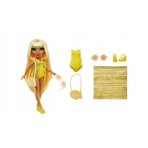 Rainbow High Sunny Madison Bambola alla moda in costume da bagno giallo con accessori