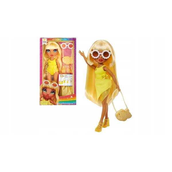 Rainbow High Sunny Madison Bambola alla moda in costume da bagno giallo con accessori