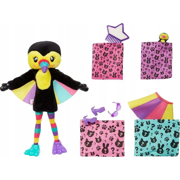 BARBIE CUTIE REVEAL seria dżungla LALKA W PRZEBRANIU TUKAN