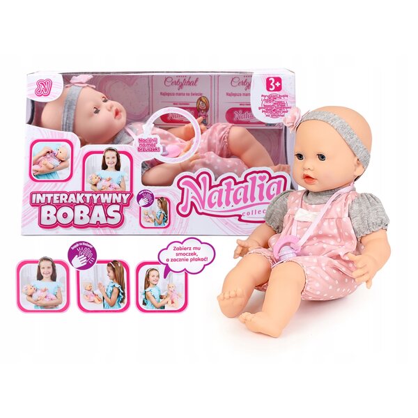 Baby Doll Natalia Mimic 41 cm con ciuccio - Giocattolo sonoro interattivo