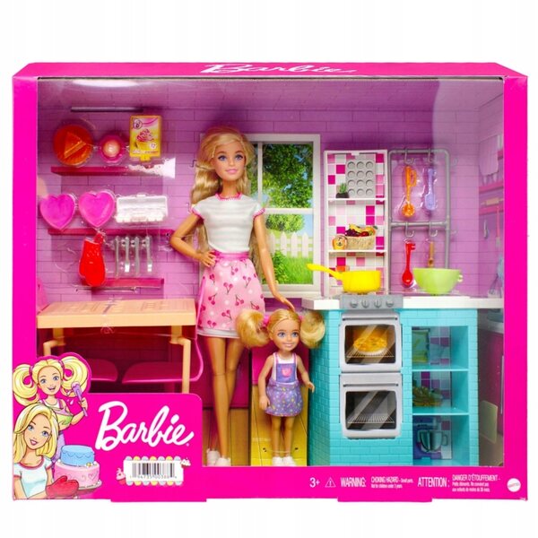 Barbie und Chelsea Küchenset mit Doppelofen und Zubehör für Kinder ab 3 Jahren