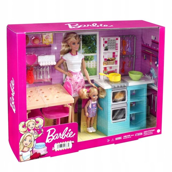 Barbie und Chelsea Küchenset mit Doppelofen und Zubehör für Kinder ab 3 Jahren