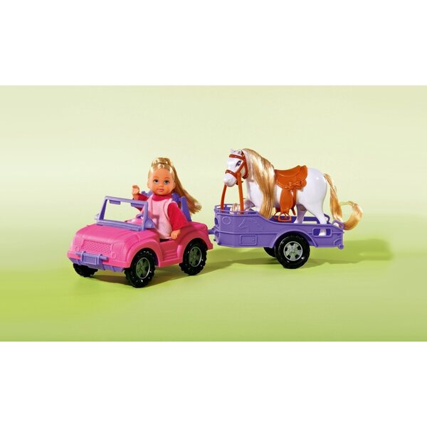 Simba Evi con Jeep per Trasporto Cavalli - Giocattolo per Bambini 3+