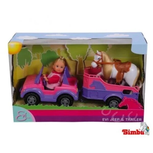 Simba Evi con Jeep per Trasporto Cavalli - Giocattolo per Bambini 3+