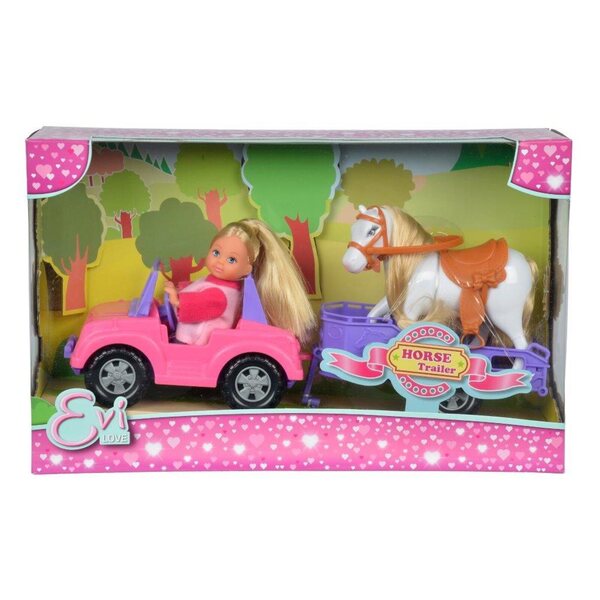 Simba Evi con Jeep per Trasporto Cavalli - Giocattolo per Bambini 3+