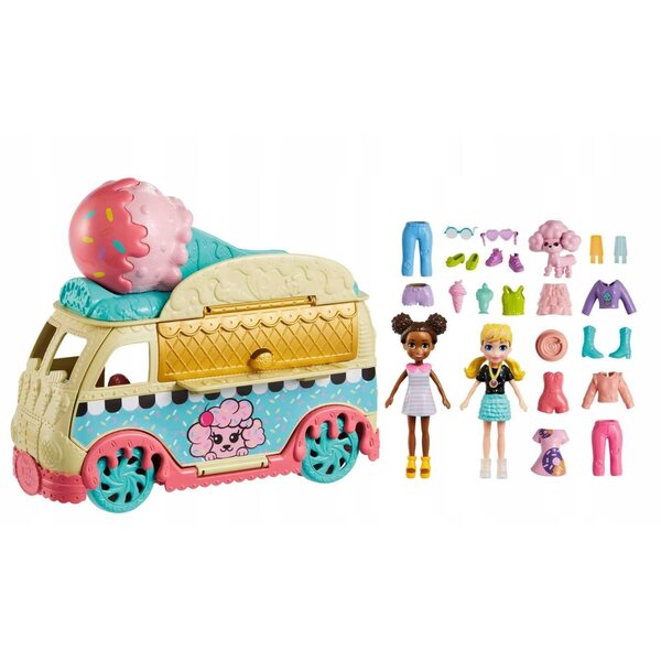 Polly Pocket Моден мобилен комплект за сладолед с аксесоари и кукли