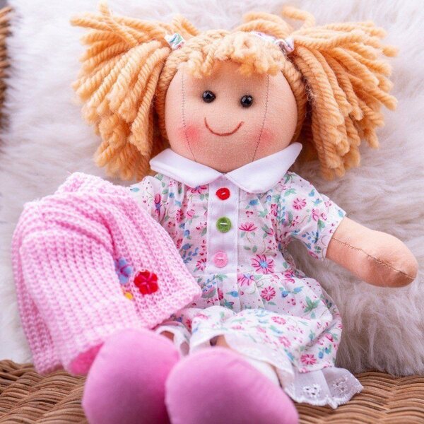 Lalcka Paulina Bigjigs Toys 28 cm mit Stoffkleidung, perfekt für Kinder