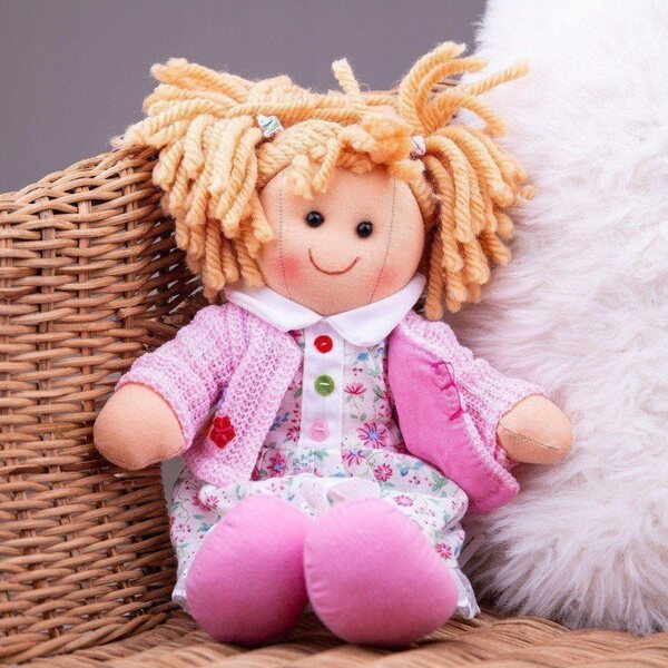 Lalcka Paulina Bigjigs Toys 28 cm mit Stoffkleidung, perfekt für Kinder