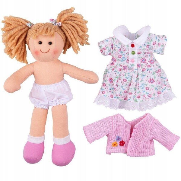 Lalcka Paulina Bigjigs Toys 28 cm mit Stoffkleidung, perfekt für Kinder