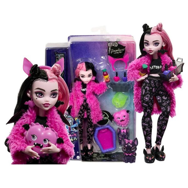 Bambola Monster High Draculaura Creepover Party 29 cm con Accessori da Sonno