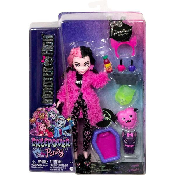 Bambola Monster High Draculaura Creepover Party 29 cm con Accessori da Sonno