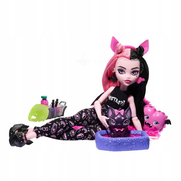 Bambola Monster High Draculaura Creepover Party 29 cm con Accessori da Sonno