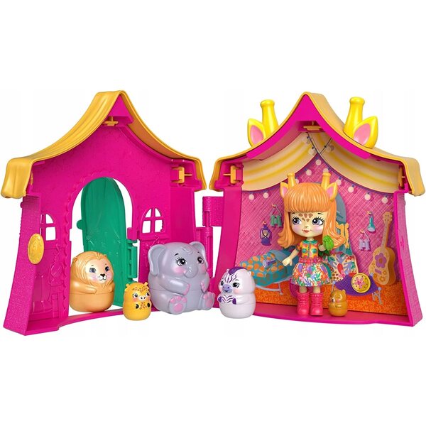 Enchantimals Chatka Domok Griselda Giraffenpuppe mit Überraschungen und Zubehör