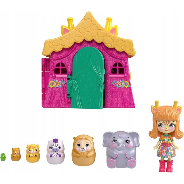 Enchantimals Chatka Domok Griselda Giraffenpuppe mit Überraschungen und Zubehör