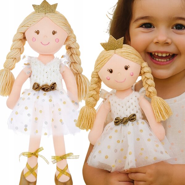 Bambola morbida Principessa dorata Smily Play 38 cm – perfetta per coccole e giochi
