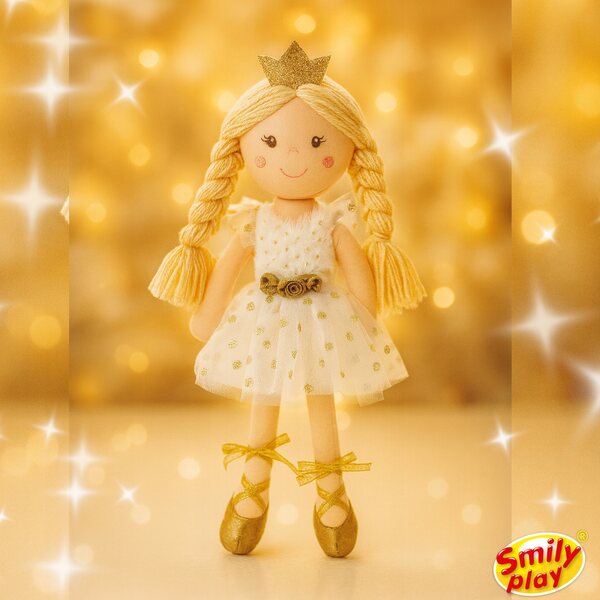 Bambola morbida Principessa dorata Smily Play 38 cm – perfetta per coccole e giochi