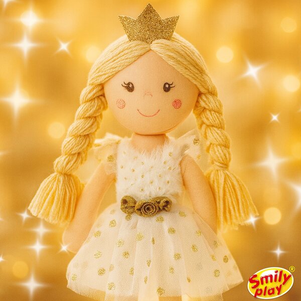 Bambola morbida Principessa dorata Smily Play 38 cm – perfetta per coccole e giochi