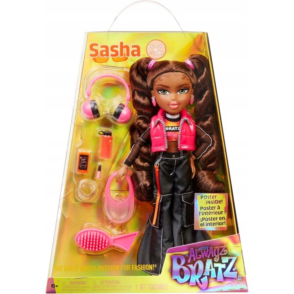 Bratz Alwayz Sasha Streetwear mit Modeaccessoires und trendigen Outfits, 25 cm große Puppe
