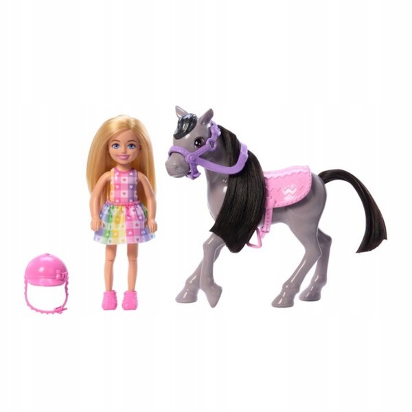 Barbie Chelsea mit Kucyk, realistisches und lustiges Spielzeugset für Kinder ab 3 Jahren