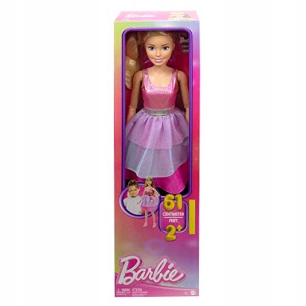 Große, 71 cm große, blonde Mattel-Barbie-Puppe mit rosa Kleid und Accessoires