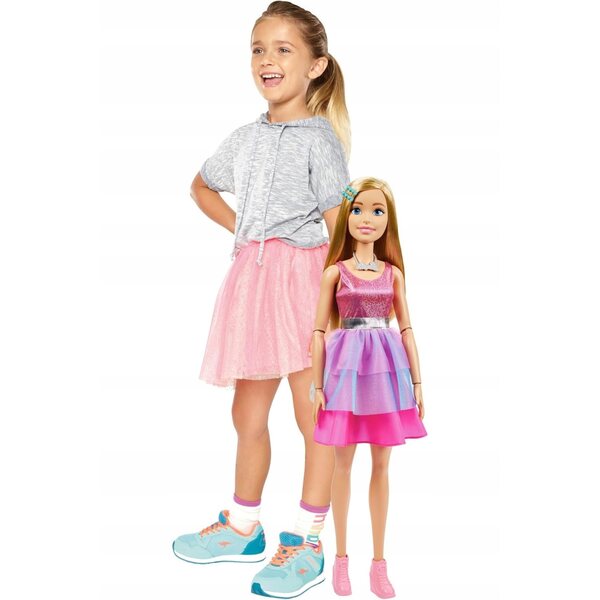 Große, 71 cm große, blonde Mattel-Barbie-Puppe mit rosa Kleid und Accessoires