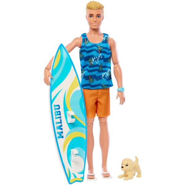 Barbie Ken HPT50 Surfer mit Brett und Zubehör – Sommerspiel für Kinder