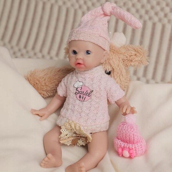 Bambola Reborn IVITA 17 cm Silicone Realistica con Bocca Aperta per Bambini 3+