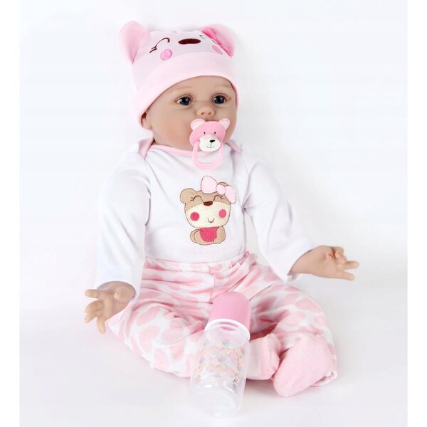 Bambola Reborn Baby Girl 55 cm Realistica in Silicone Morbido con Accessori