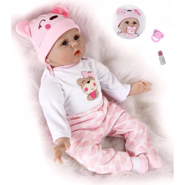 Bambola Reborn Baby Girl 55 cm Realistica in Silicone Morbido con Accessori