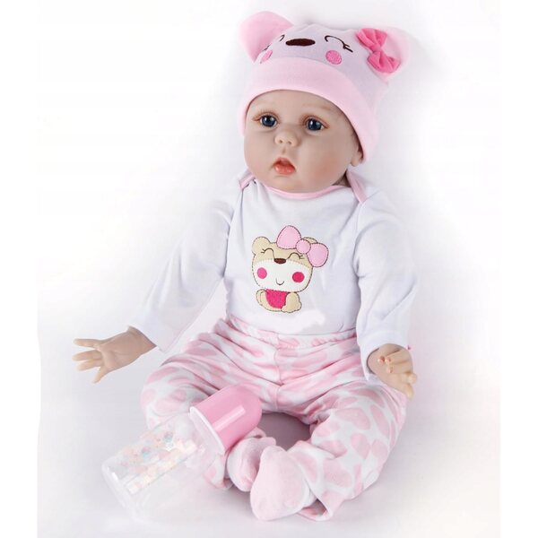 Bambola Reborn Baby Girl 55 cm Realistica in Silicone Morbido con Accessori