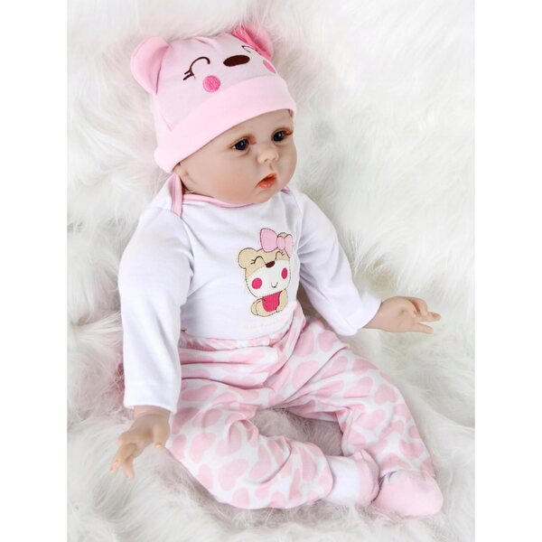 Bambola Reborn Baby Girl 55 cm Realistica in Silicone Morbido con Accessori