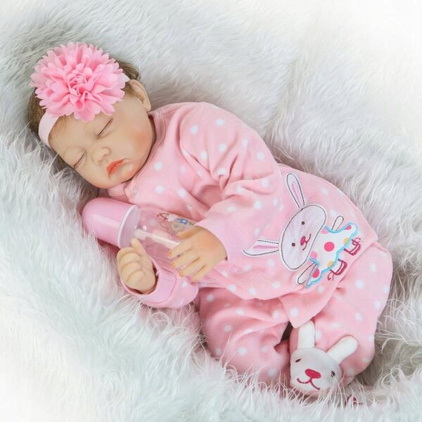 Bambola Reborn Silicone 48 cm Bambina Realistica Cokela con Accessori Completi