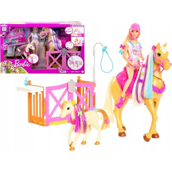 Barbie-Pferde-Styling- und Pflegeset mit Zubehör für Kinder ab 3 Jahren