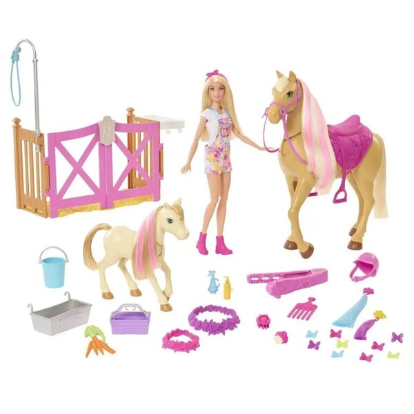 Barbie-Pferde-Styling- und Pflegeset mit Zubehör für Kinder ab 3 Jahren