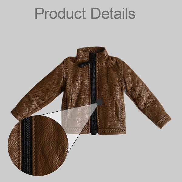 1:12 Braune Kunstlederjacke für Puppen und Actionfiguren – Elegantes und realistisches Accessoire