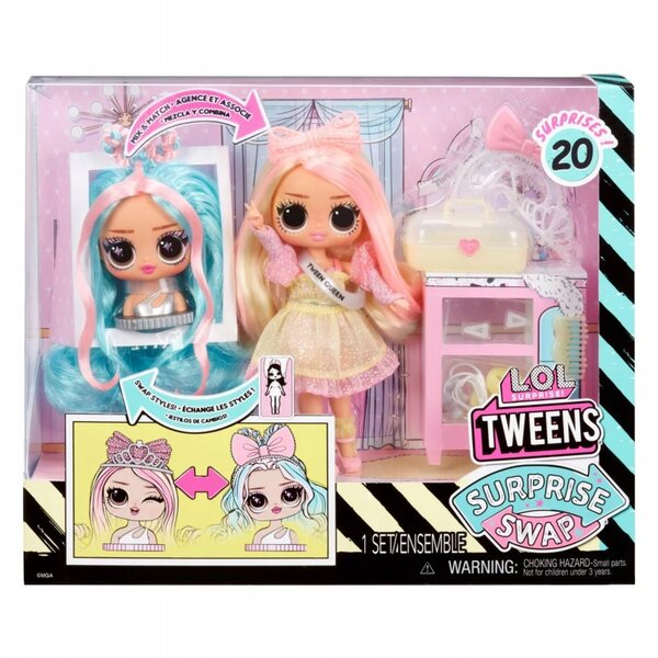 Bambola Winnie LOL Surprise Tweens Swap con testa intercambiabile e accessori 2in1