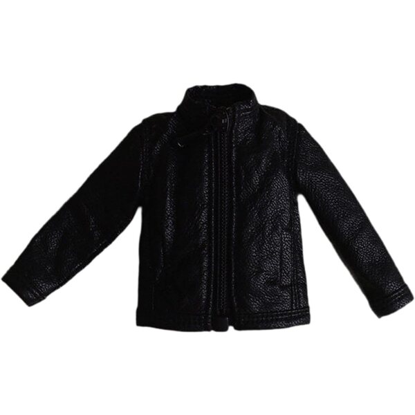 Giacca in similpelle 1/12 per bambola, stile robusto, nero elegante