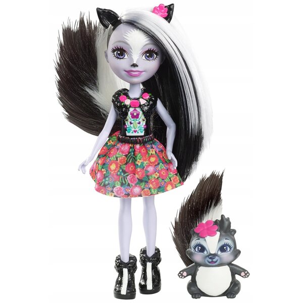 Enchantimals Salbei-Stinktier mit Tierkaper – Puppe und Rucksack für Kinder