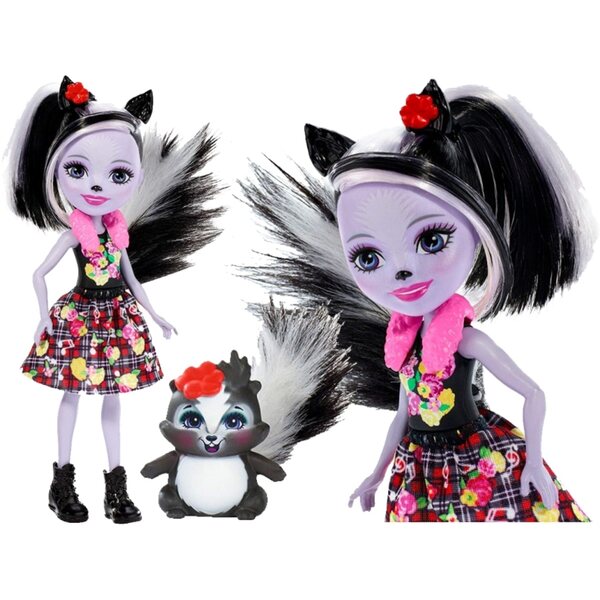Enchantimals Salbei-Stinktier mit Tierkaper – Puppe und Rucksack für Kinder