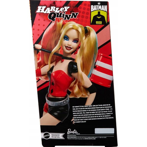 Barbie Signature Harley Quinn-Sammelpuppe mit rot-schwarzem Outfit und Hammer