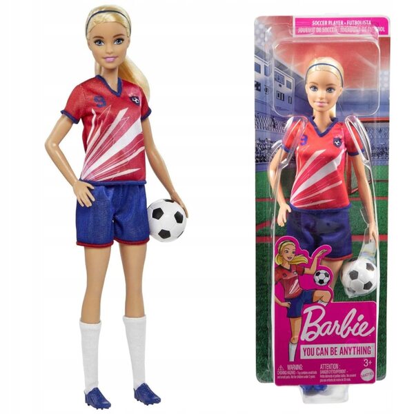 Barbie-Fußballspielerin mit bunter Uniform und Ball – Spielzeug für Kinder ab 3 Jahren