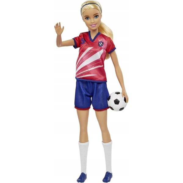 Barbie-Fußballspielerin mit bunter Uniform und Ball – Spielzeug für Kinder ab 3 Jahren